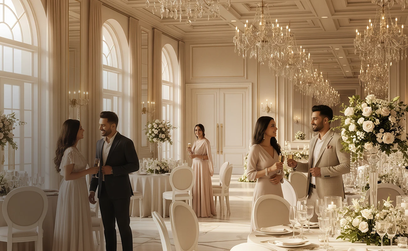 modern banquet hall in residential plot in Karnal